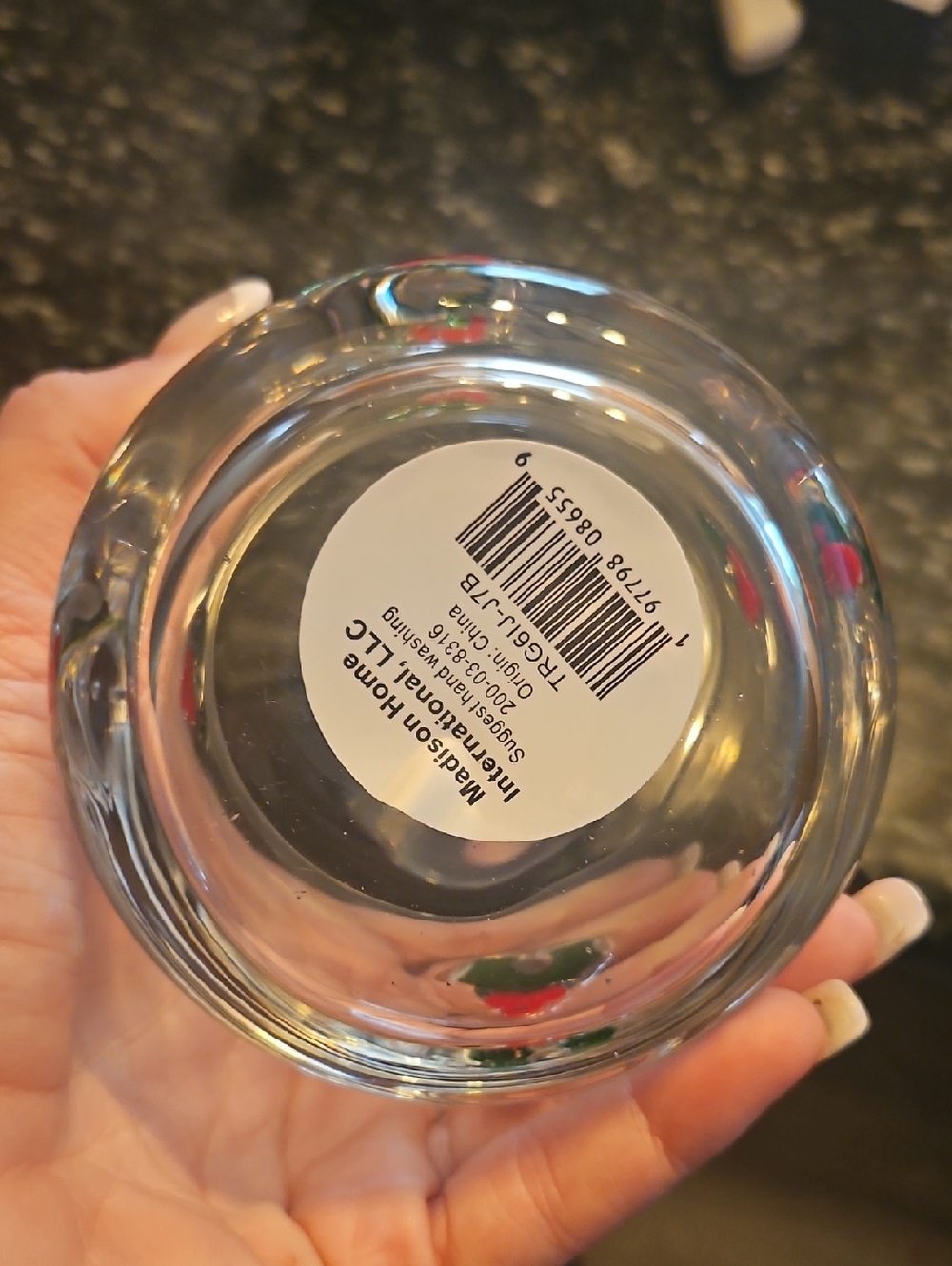 Glass Tumbler with Red Berry & Green Holly Motif - Picture 3 of 3
